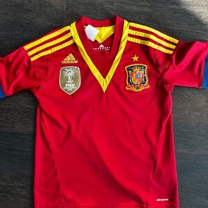 adidas Kids Red & Yellow Spain Soccer Jersey